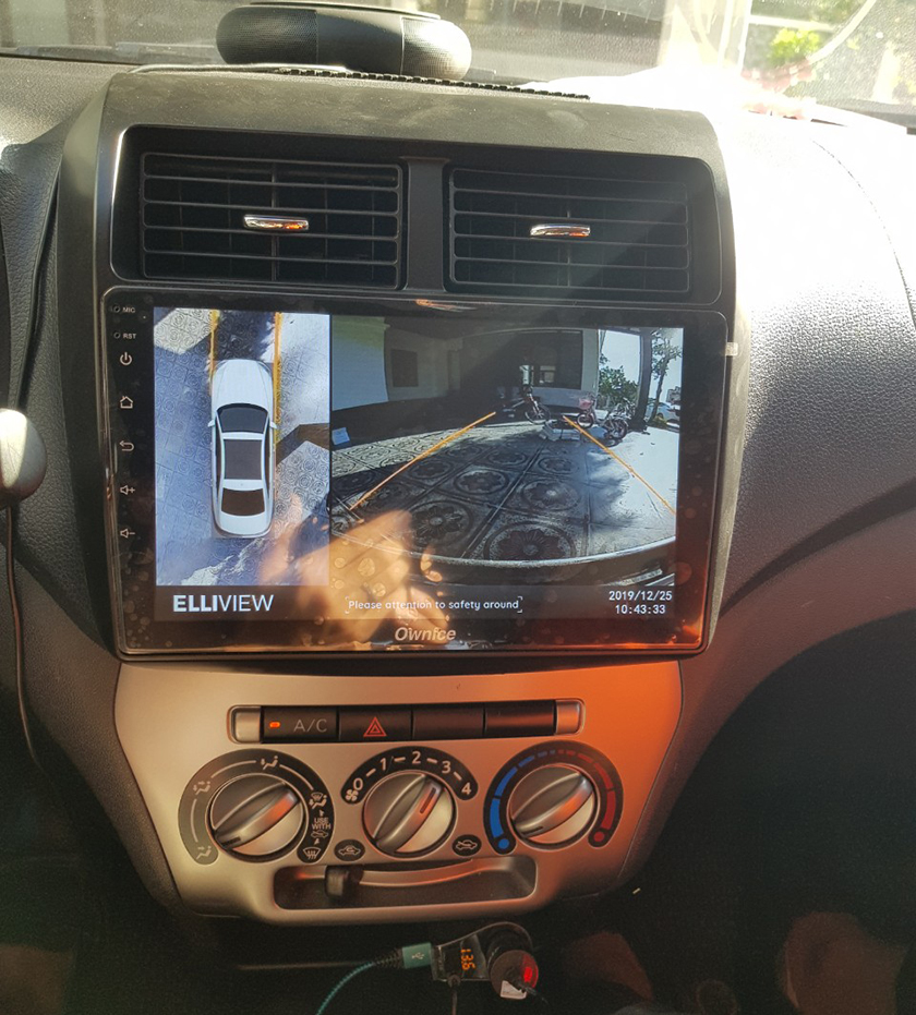 lắp camera 360 Elliview V4 và đầu Android Ownice C960 trên Toyota Wigo
