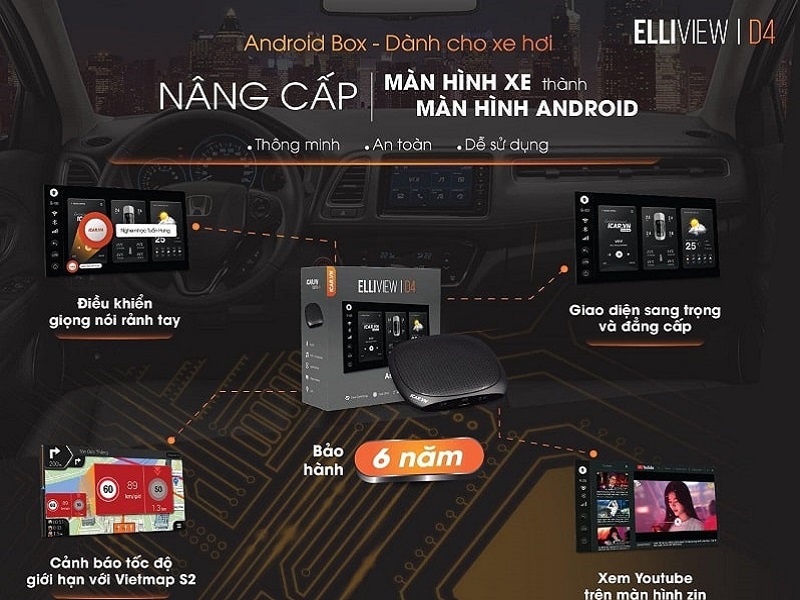 Bộ sản phẩm Android Box Elliview D4 với thiết kế đẳng cấp - Nâng tầm xế cưng