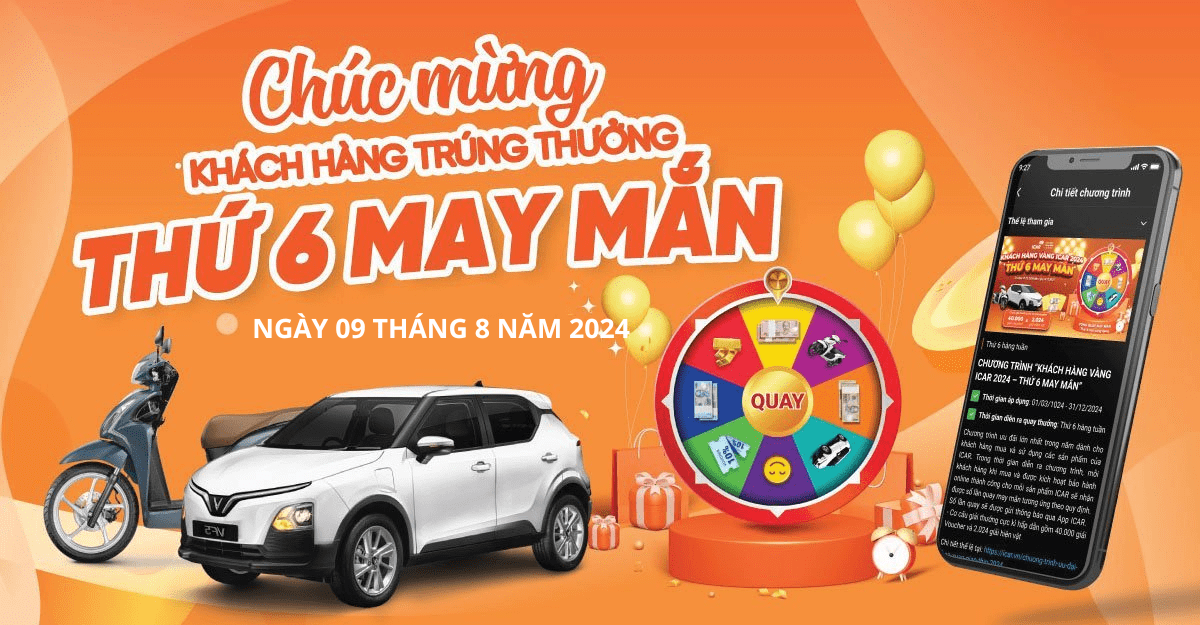 [Thông báo] Khách hàng trúng thưởng Thứ 6 May Mắn ngày 09/8/2024